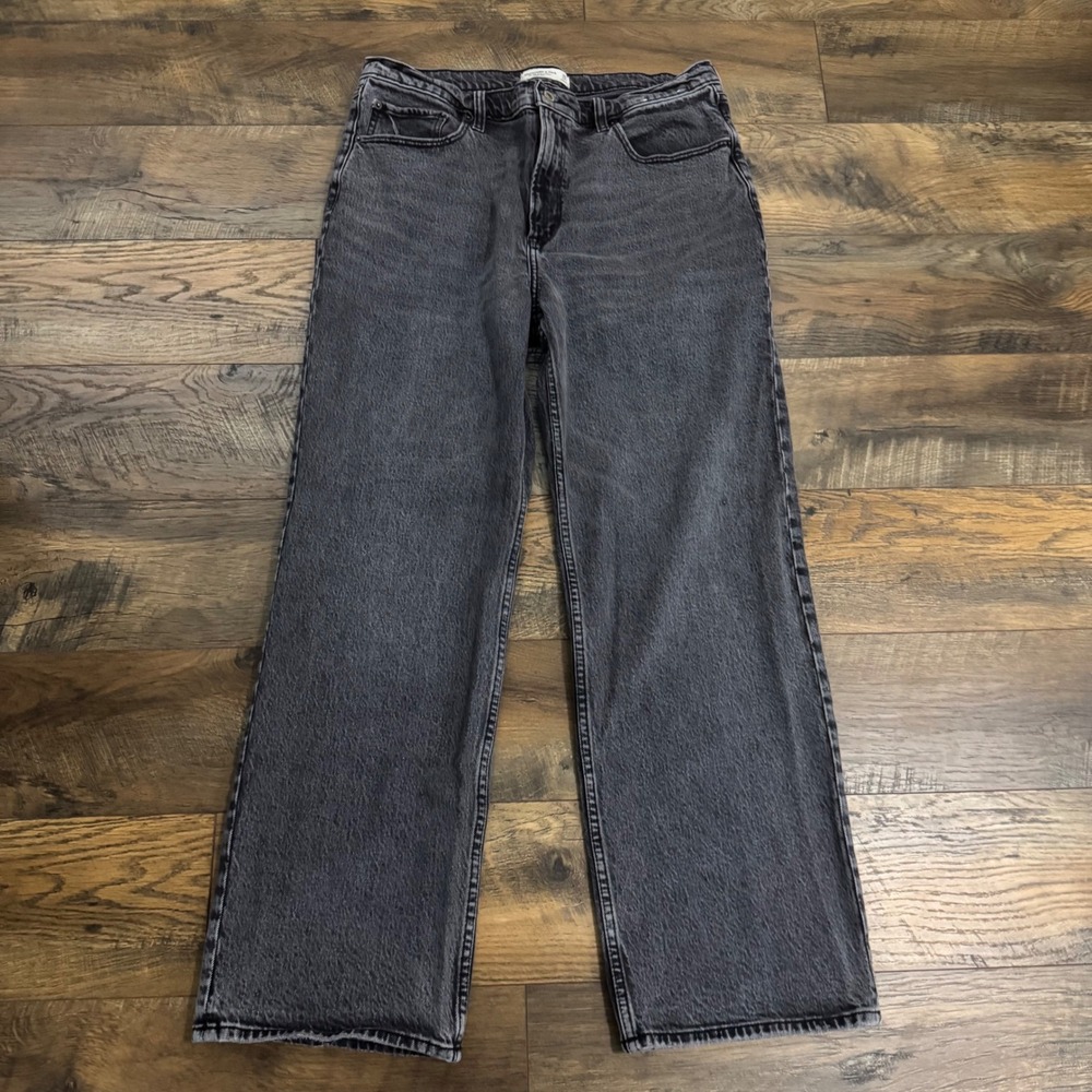 Abercrombie & Fitch 90s Relaxed Jeans Womens 32 14 High Rise Wide Leg Black